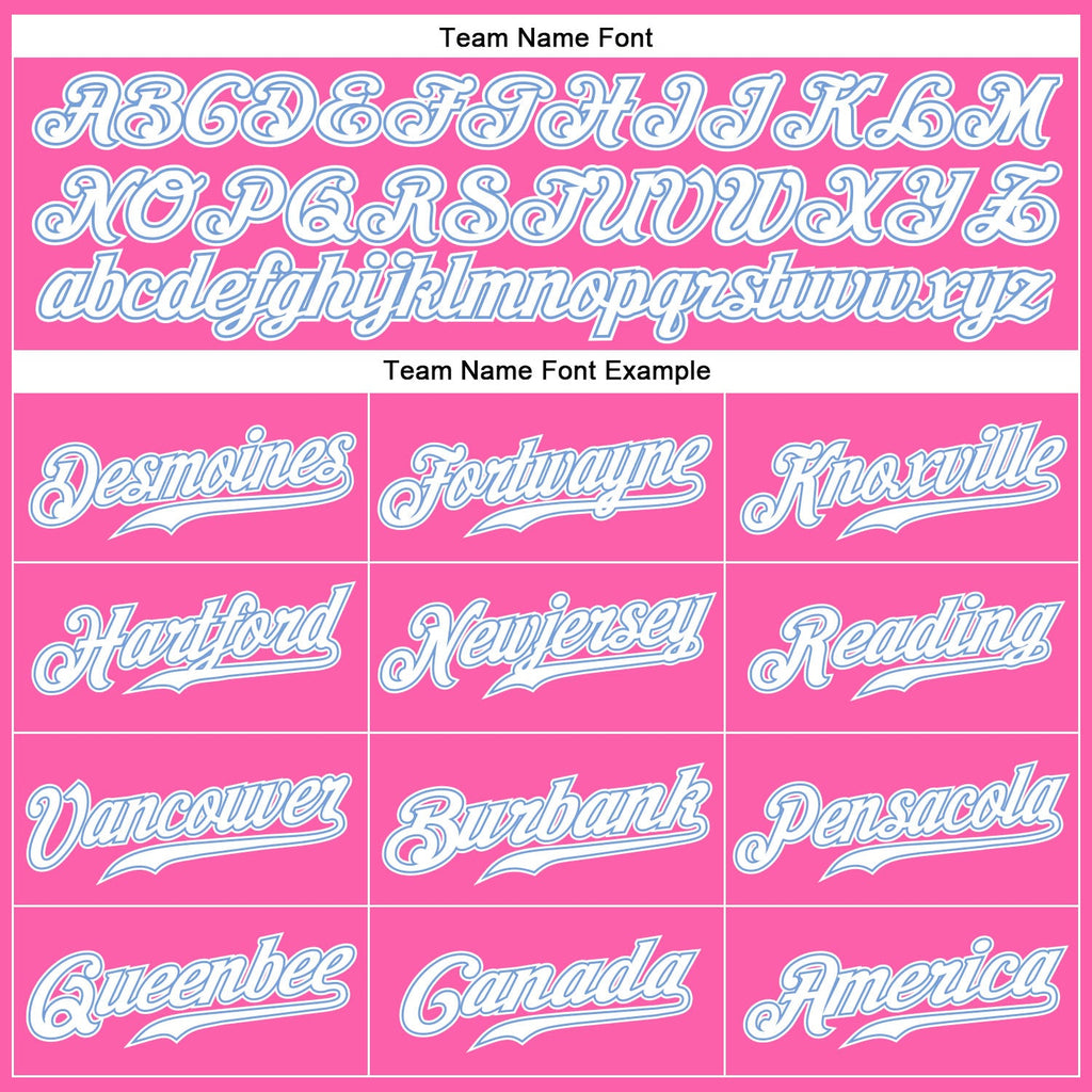 Custom Pink White-Light Blue Authentic Baseball Jersey