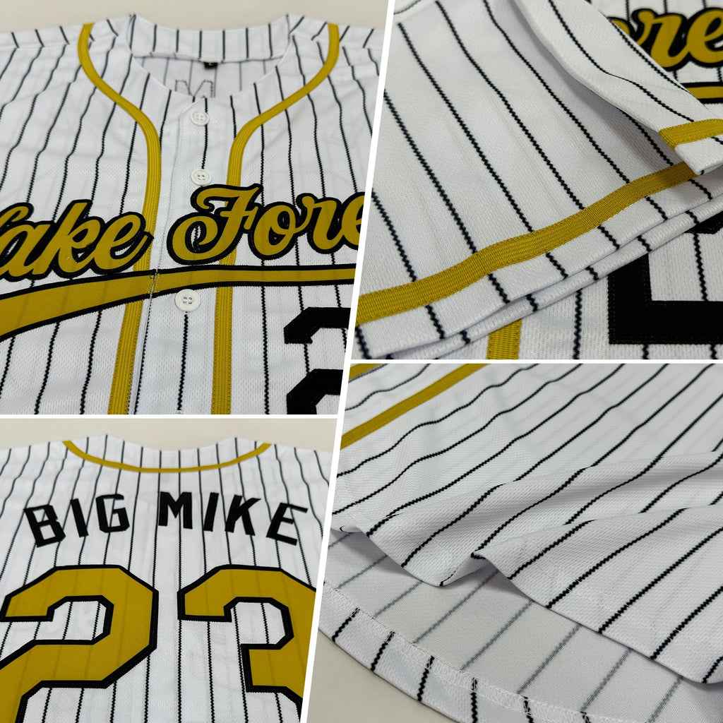 Custom Cream Black Pinstripe Royal Black-White Authentic Baseball Jersey