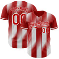 Custom Red-White Gradient Classic Vertical Stripe Authentic Baseball Jersey