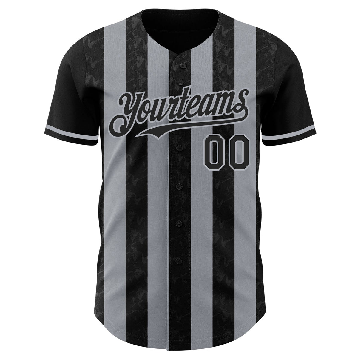 Custom Black-Gray Classic Vertical Stripe Fluid Liquid Texture Authentic Baseball Jersey