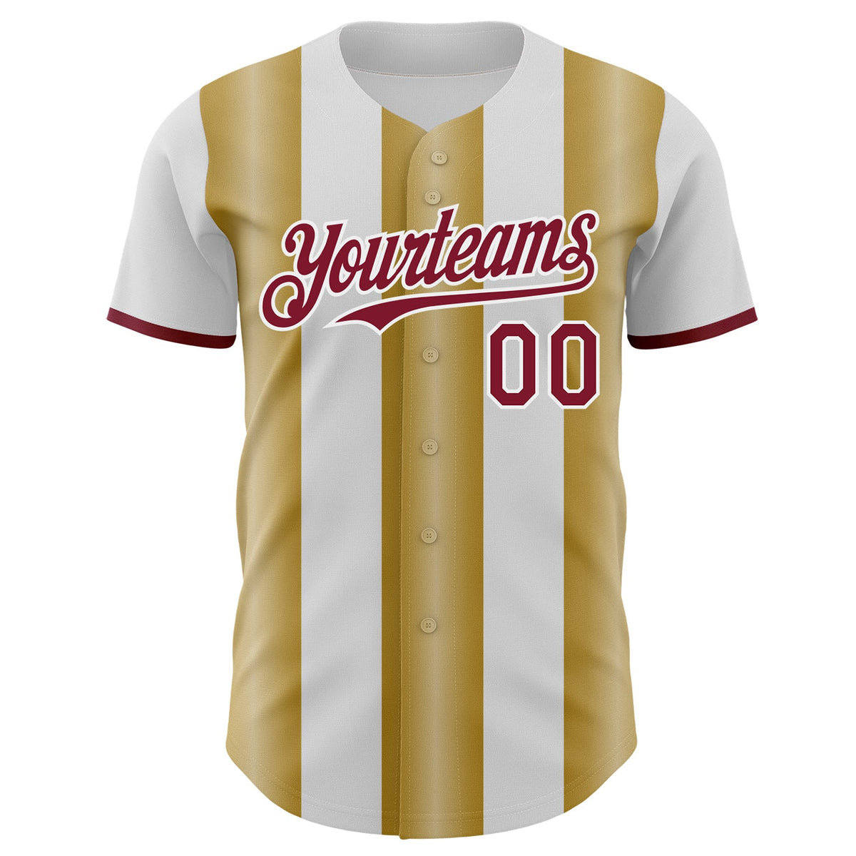 Custom White Crimson-Old Gold Gradient Vertical Stripe Argentina Style Authentic Baseball Jersey