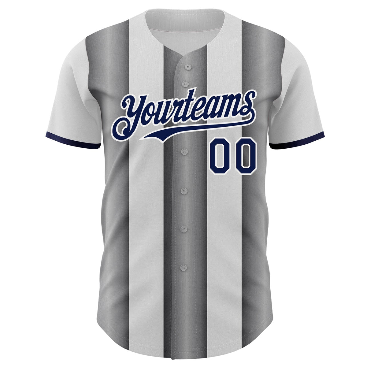 Custom White Navy-Steel Gray Gradient Vertical Stripe Argentina Style Authentic Baseball Jersey