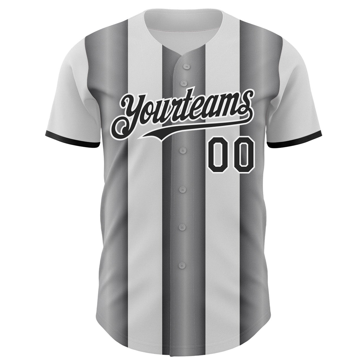 Custom White Black-Steel Gray Gradient Vertical Stripe Argentina Style Authentic Baseball Jersey
