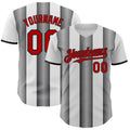 Custom White Red Steel Gray-Black Gradient Vertical Stripe Argentina Style Authentic Baseball Jersey