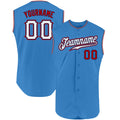 Custom Powder Blue White-Red Authentic Sleeveless Baseball Jersey
