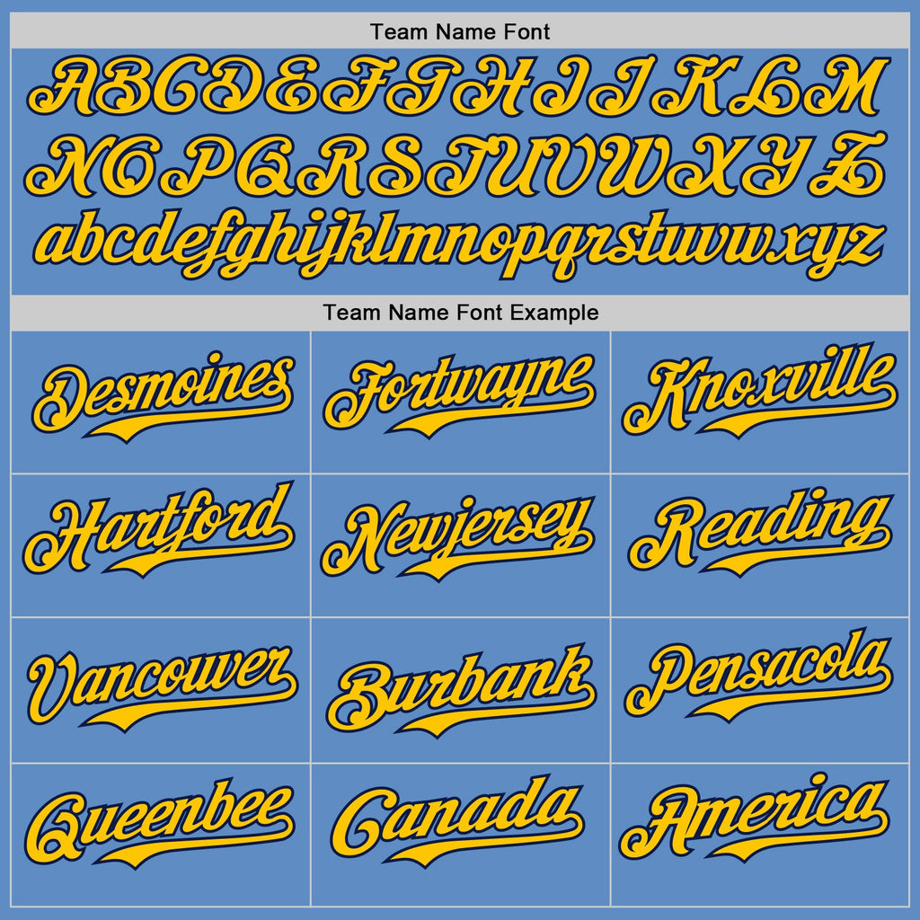 Custom Powder Blue Navy-Yellow Authentic Baseball Jersey