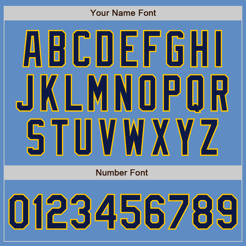 Custom Powder Blue Navy-Yellow Authentic Baseball Jersey
