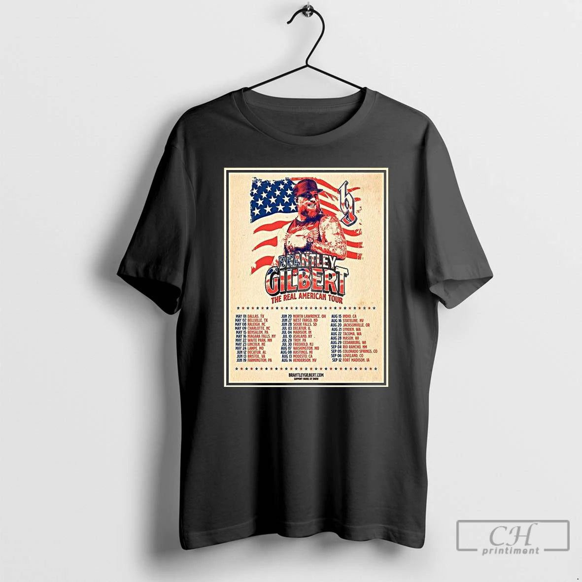 Premium Brantley Gilbert The Real American Tour 2026 Schedule Dates