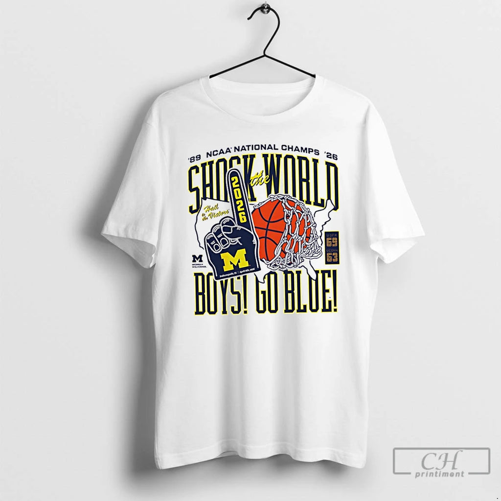 Premium Michigan Wolverines Football Shock World Boys Go Blue Ncaa National Champs 26 T Shirts