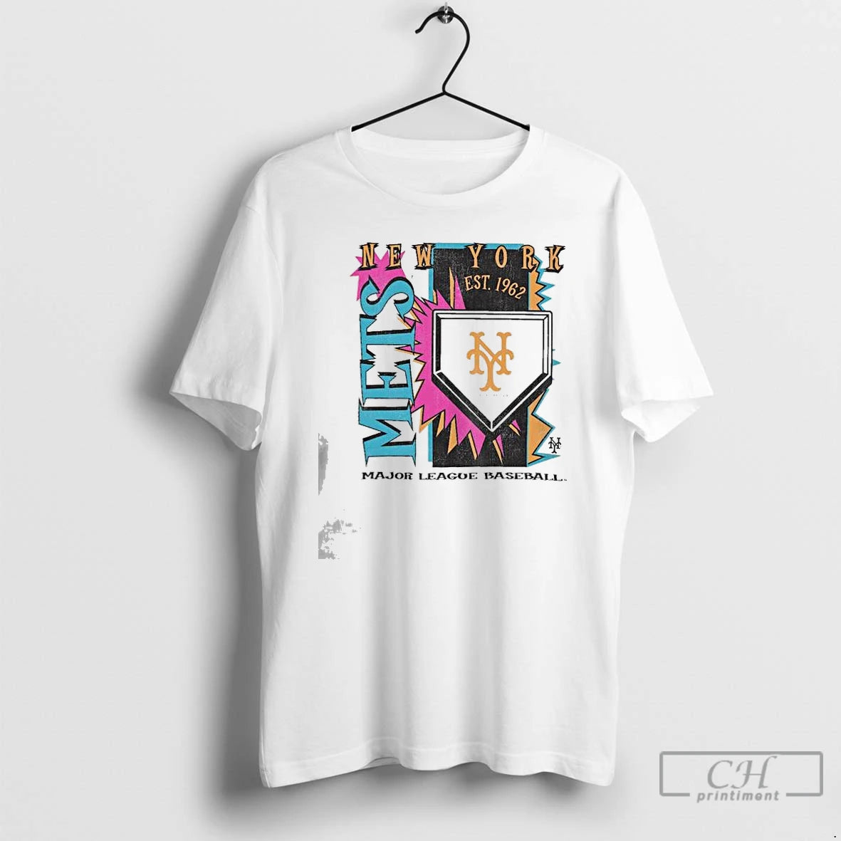 Premium New York Mets Major League Baseball Mitchell Ness Cooperstown Neon Field Shock T Shirts