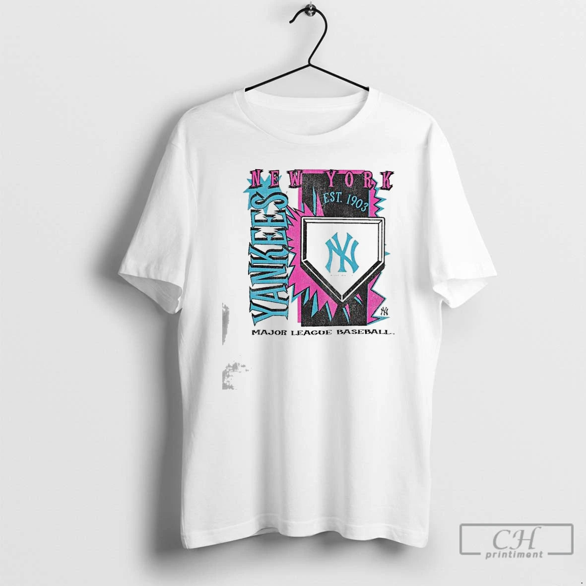 Premium New York Yankees Major League Baseball Mitchell Ness Cooperstown Neon Field Shock T Shirts