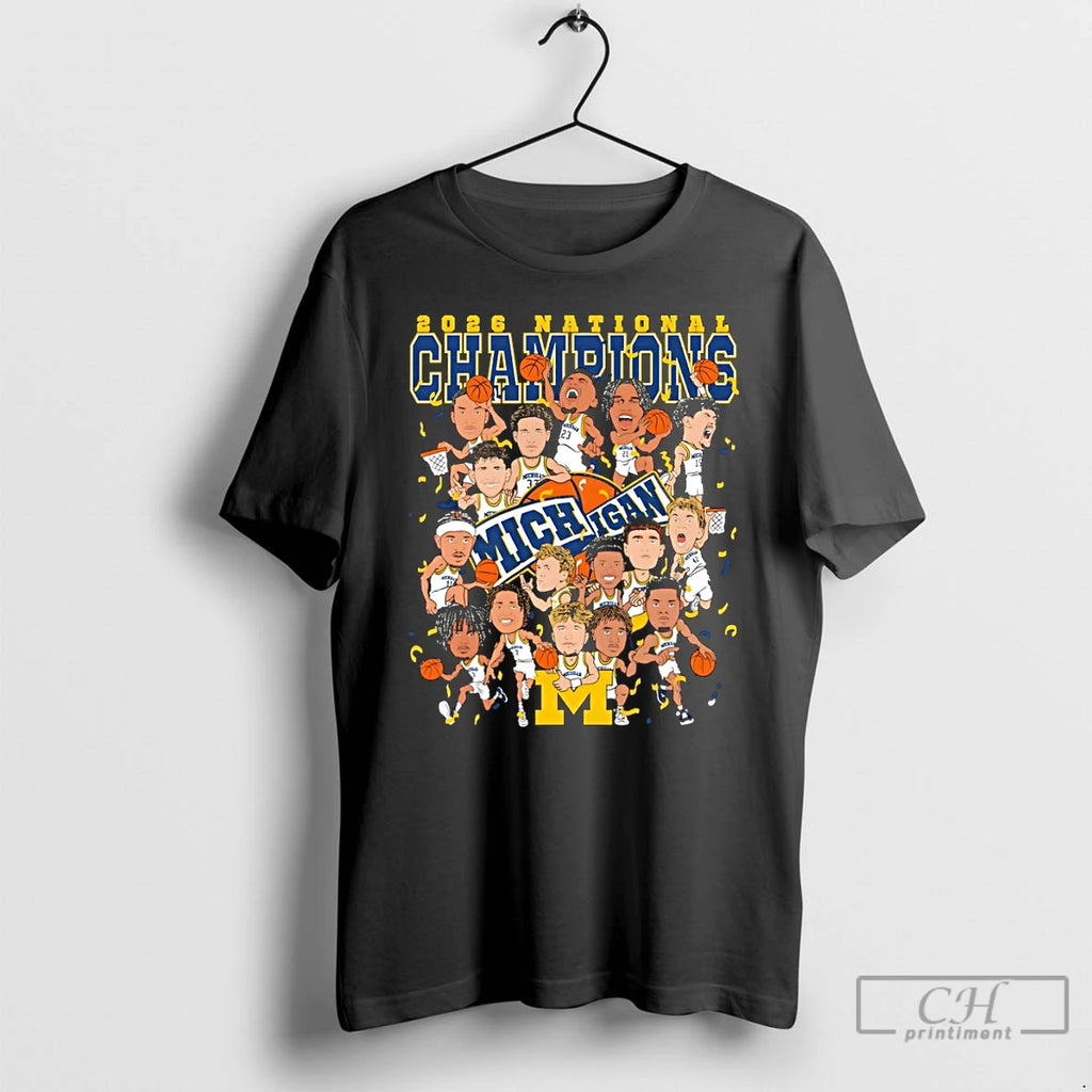 Premium University Of Michigan Wolverines Basketball Cartoon Winner Ncaa Champions