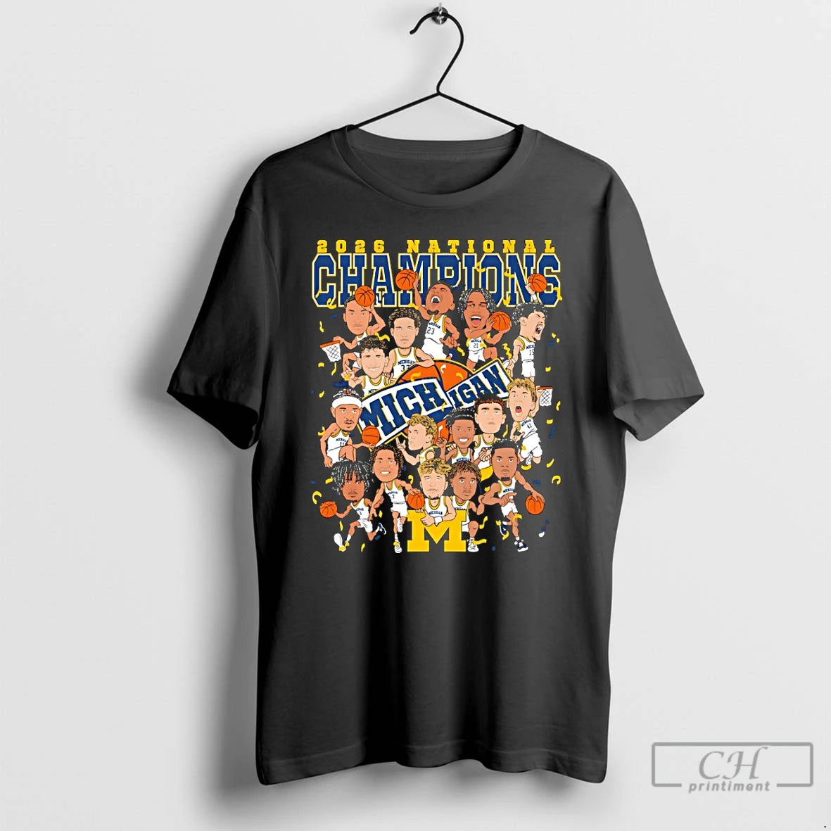 Premium University Of Michigan Wolverines Basketball Cartoon Winner Ncaa Champions