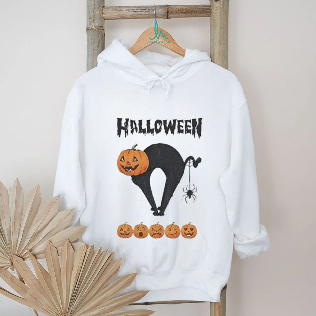 Pumpkin Cat And Spider Halloween Five Carved Jack O’ Lanterns shirt