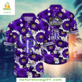 Colorado Rockies Hawaiian Shirt Purple Bloom Tropical Baseball Apparel