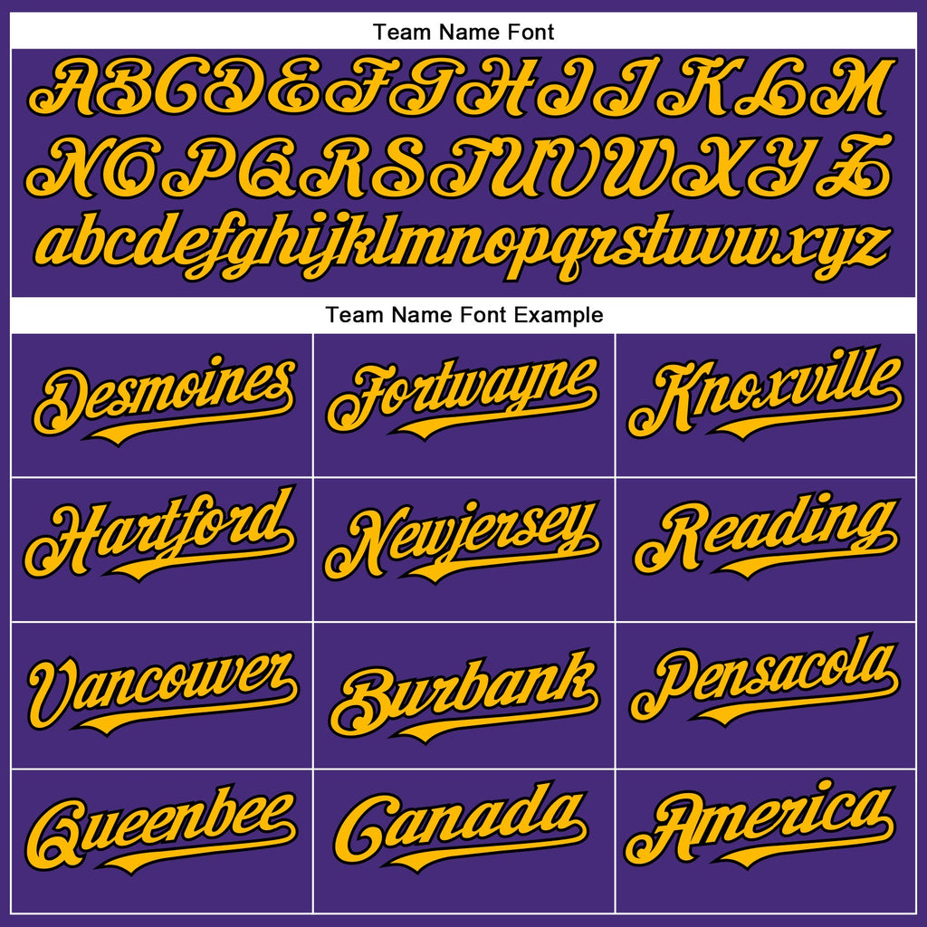 Custom Purple Black-Gold Authentic Baseball Jersey