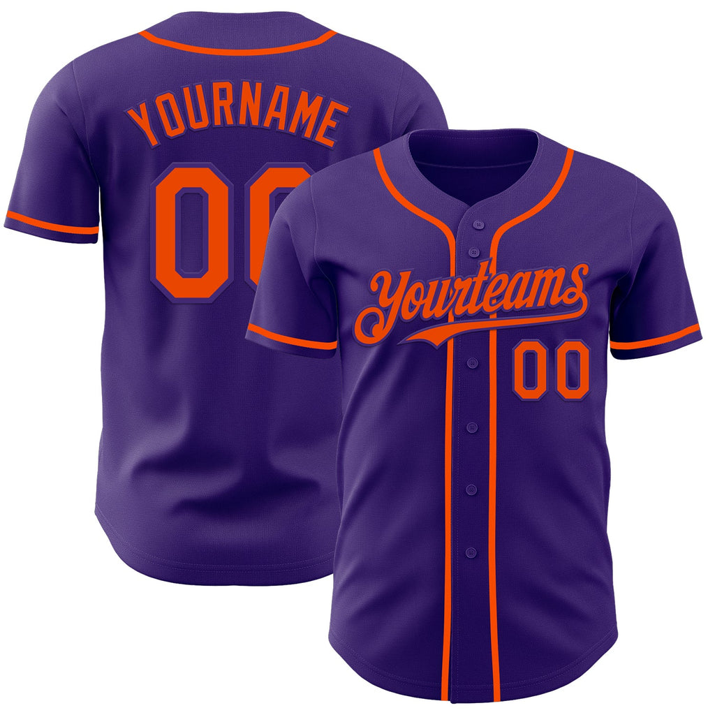 Custom Purple Orange Authentic Baseball Jersey