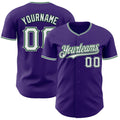 Custom Purple White Green-Gray Authentic Baseball Jersey
