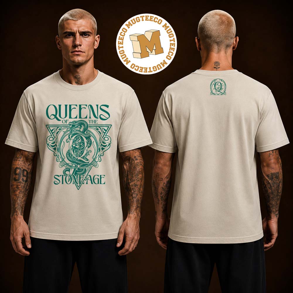 Queens Of The Stone Age Snake and Dagger Logo Two Sided Unisex T Shirt