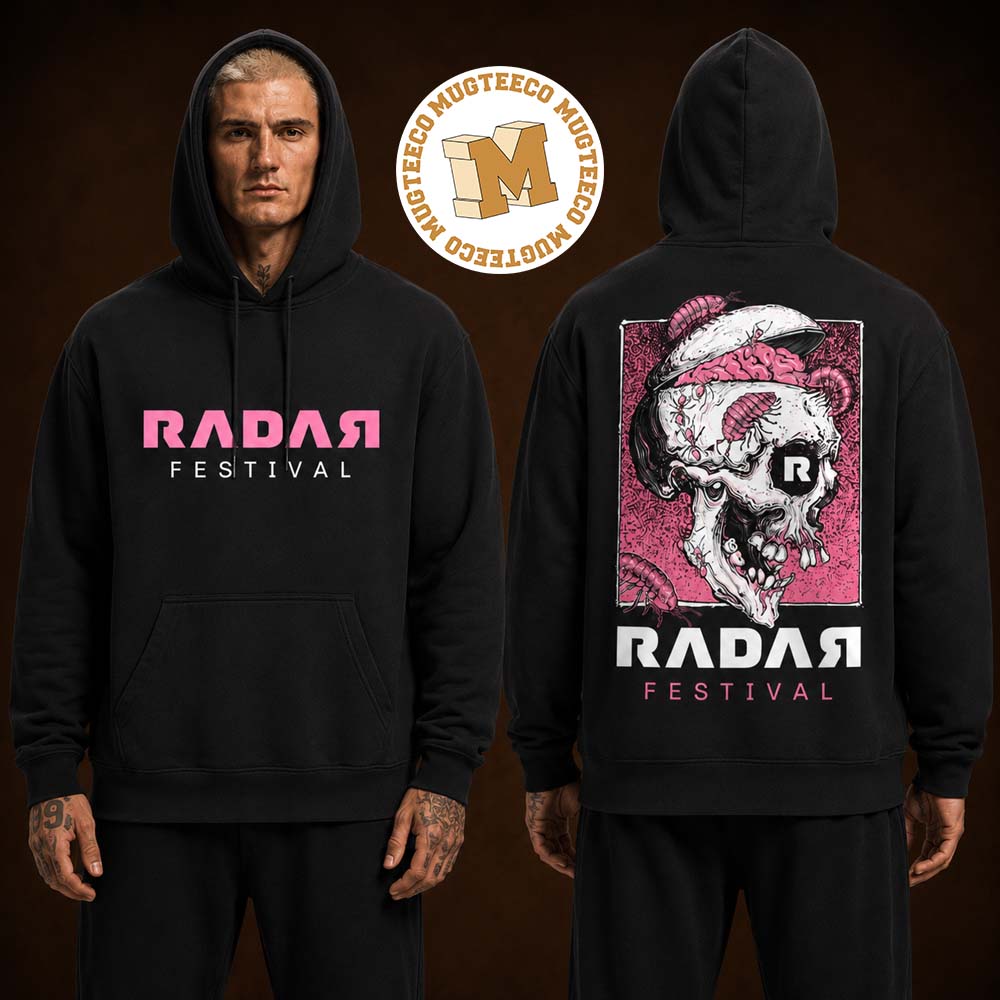 RDR26 Rotting Skull Pullover Radar Festival 6 Manchester UK At O2 Victoria Warehouse On July 31 And Auguste 2 2026 Two Sided Black Hoodie Shirt