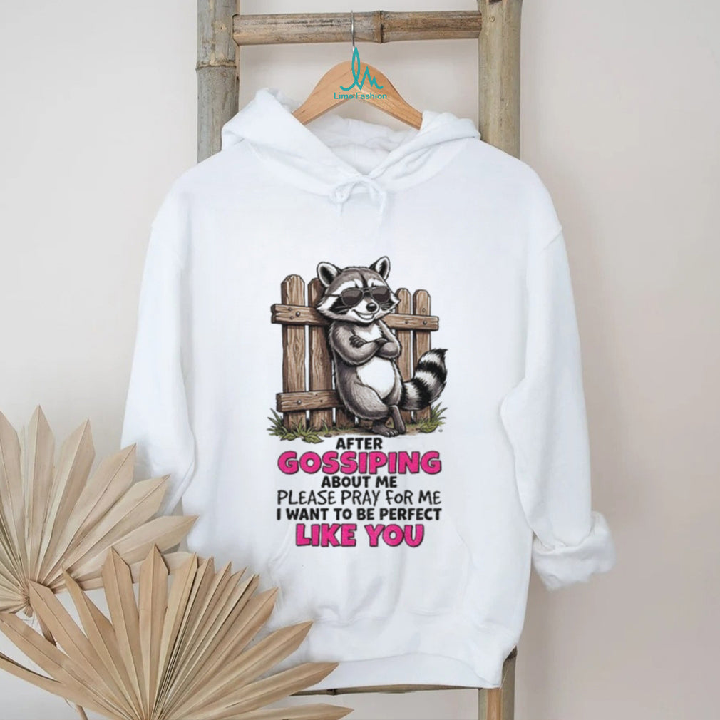 Raccoon Fence After Gossiping about me please pray for me i want to be perfect shirt