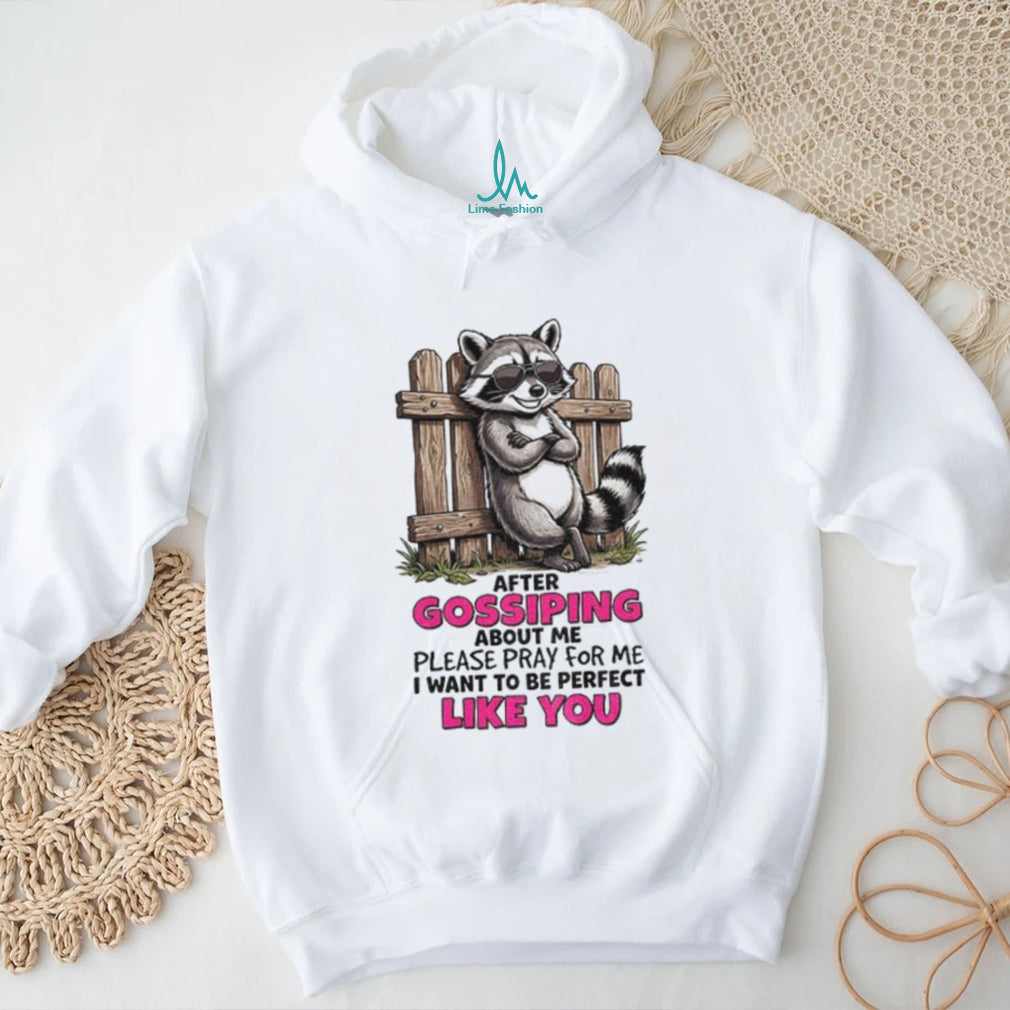 Raccoon Fence After Gossiping about me please pray for me i want to be perfect shirt