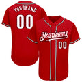 Custom Red White-Black Authentic Baseball Jersey