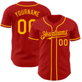 Custom Red Gold Authentic Baseball Jersey
