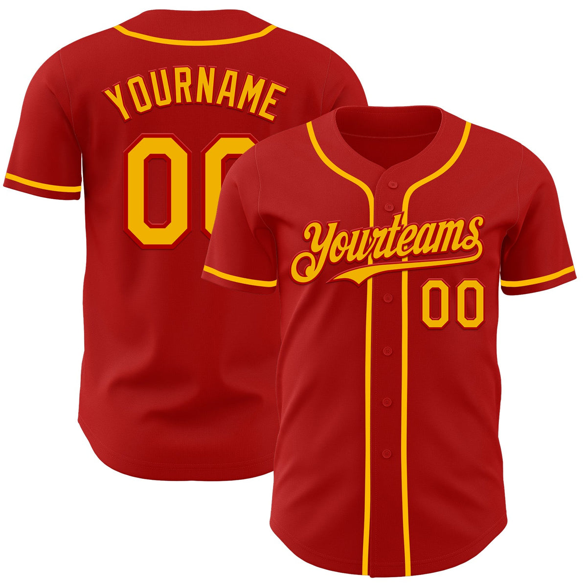 Custom Red Gold Authentic Baseball Jersey