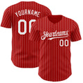 Custom Red White Pinstripe White Authentic Baseball Jersey