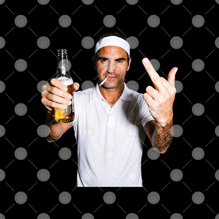 Roger Federer Smoking A Cigarette Middle Finger T Shirt