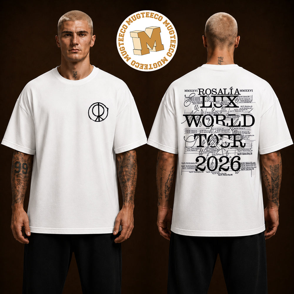 Rosalia Lux World Tour 2026 Merch Hot For God Two Sided Unisex White T Shirt