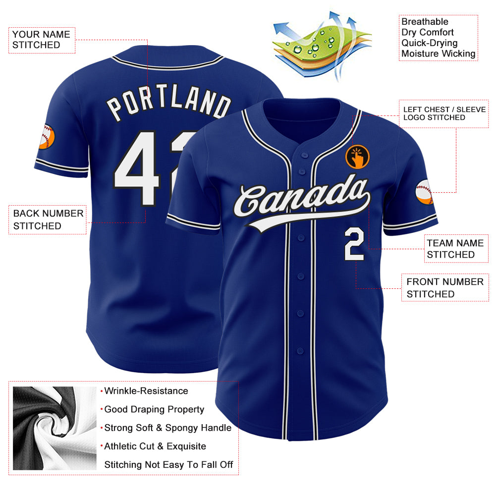 Custom Royal White-Black Authentic Baseball Jersey