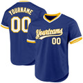 Custom Royal White-Gold Authentic Throwback Baseball Jersey