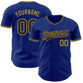 Custom Royal Black-Old Gold Authentic Baseball Jersey