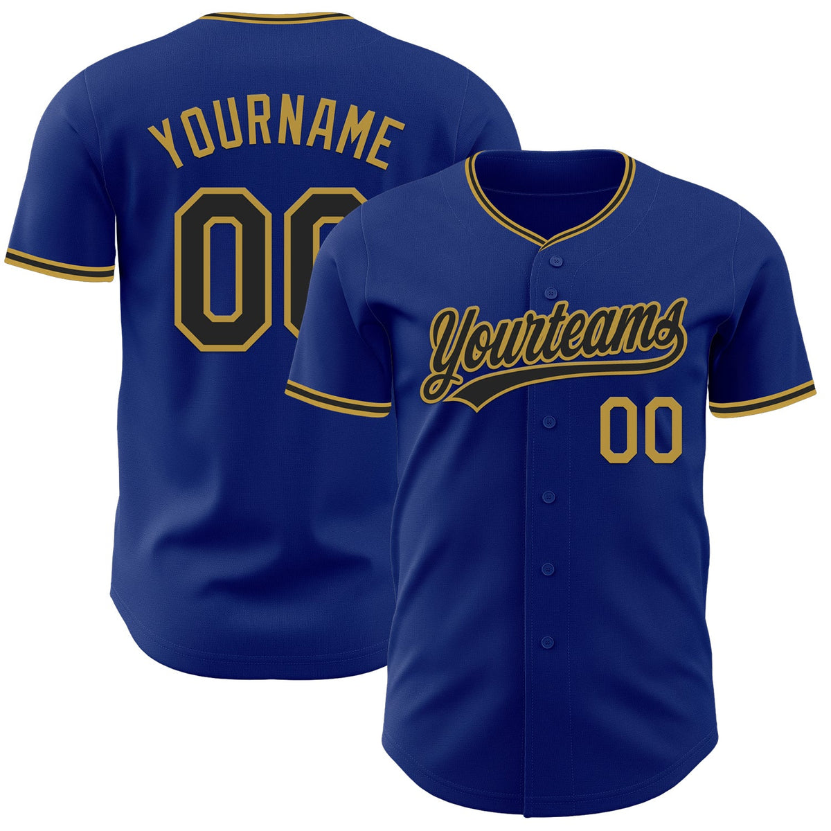 Custom Royal Black-Old Gold Authentic Baseball Jersey