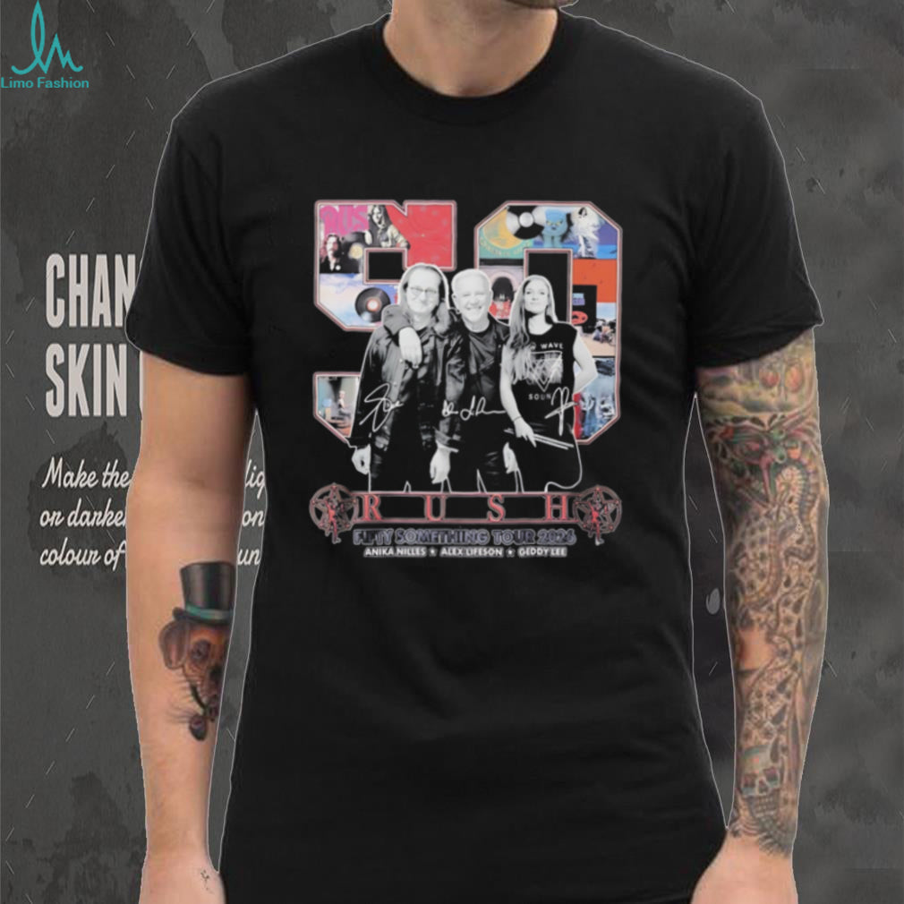 Rush Fifty Something Tour 2026 Anika Nilles Alex Lifeson Geddy Lee shirt