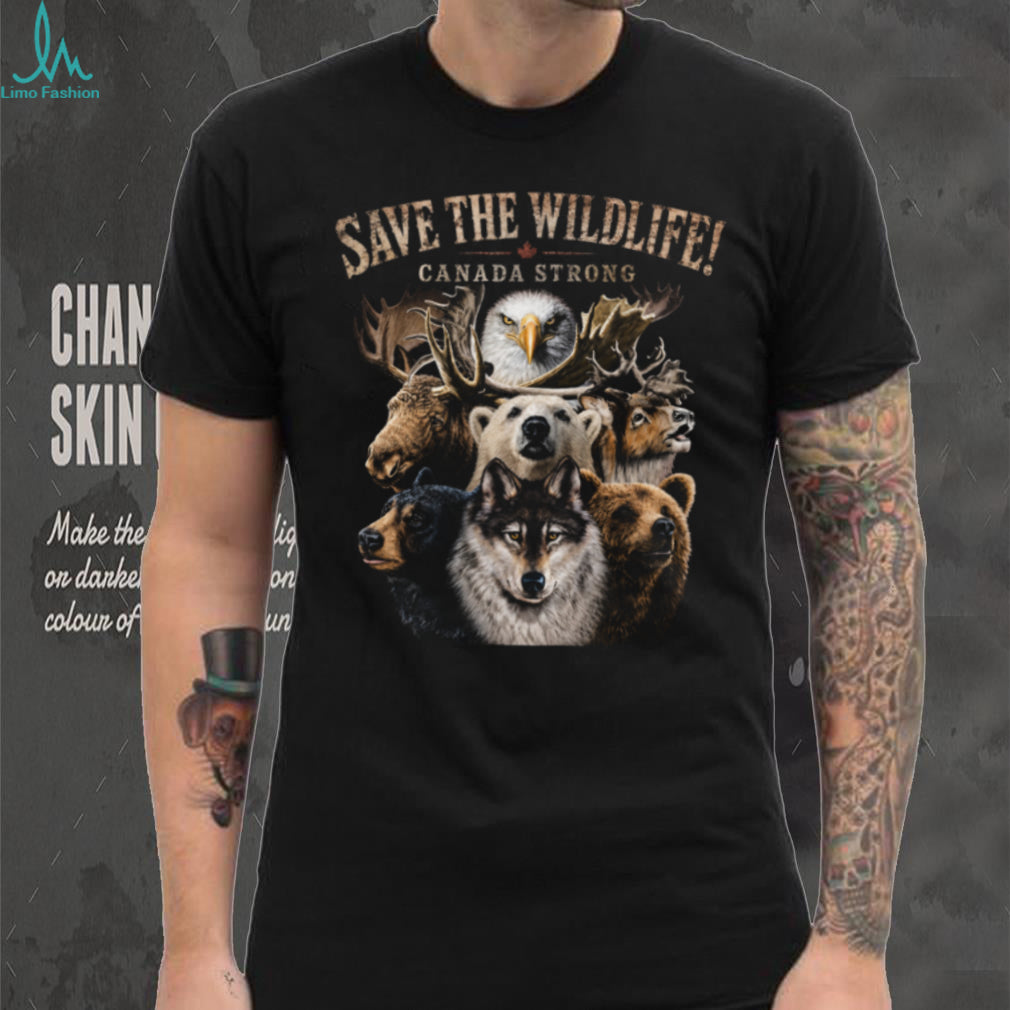 Save The Wildlife Canada Strong Eagle Moose Wolf Bear Shirt