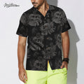 Seamless Gothic Skull With Butterfly Goth Hawaiian Shirt