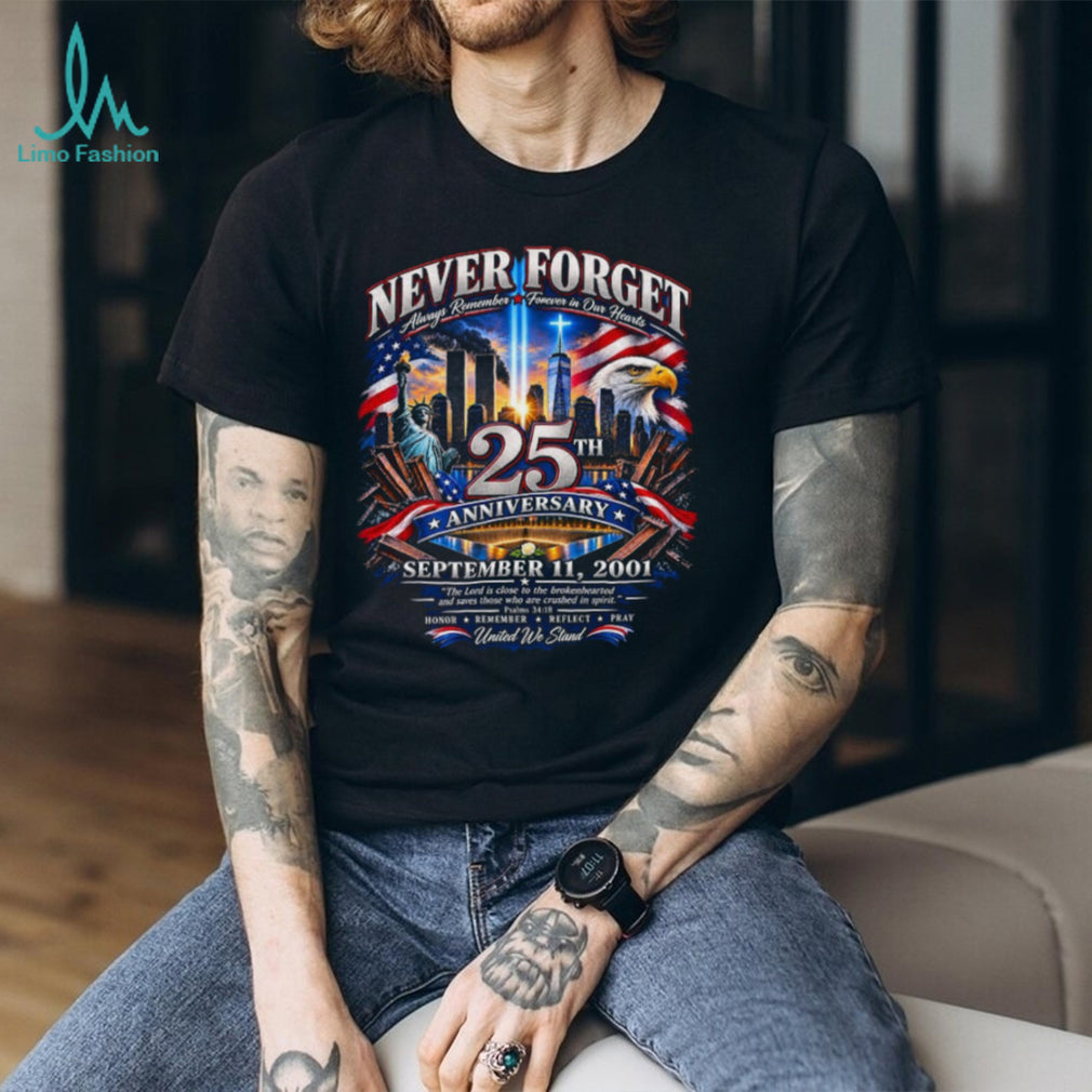 September 11 25th Anniversary Never Forget US Flag Shirt