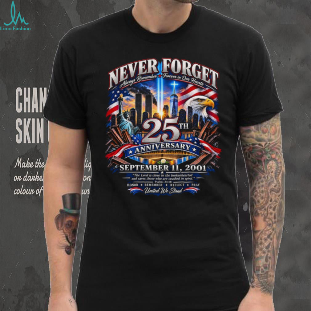 September 11 25th Anniversary Never Forget US Flag Shirt