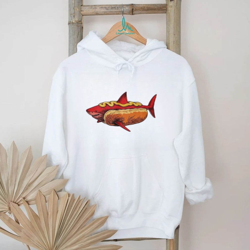 Shark Hot Dog Mustard Food Mashup Humor Graphic shirt