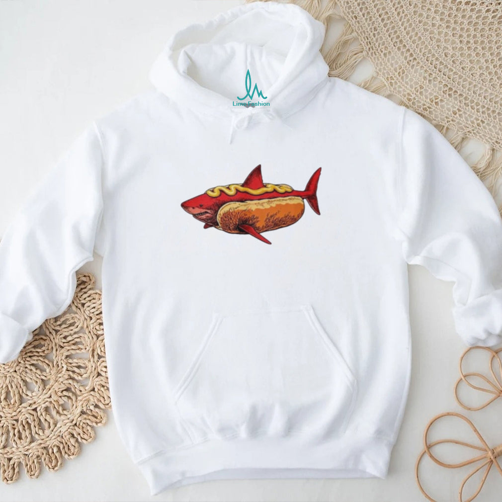 Shark Hot Dog Mustard Food Mashup Humor Graphic shirt
