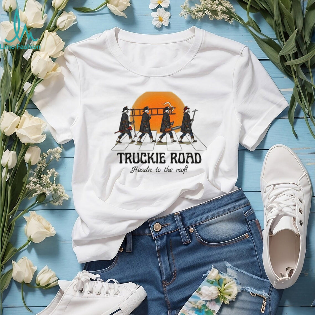 Skeleton Firefighters Fire Truckie Road Head’n To The Roof Shirt