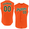 Custom Orange Green-White Authentic Sleeveless Baseball Jersey