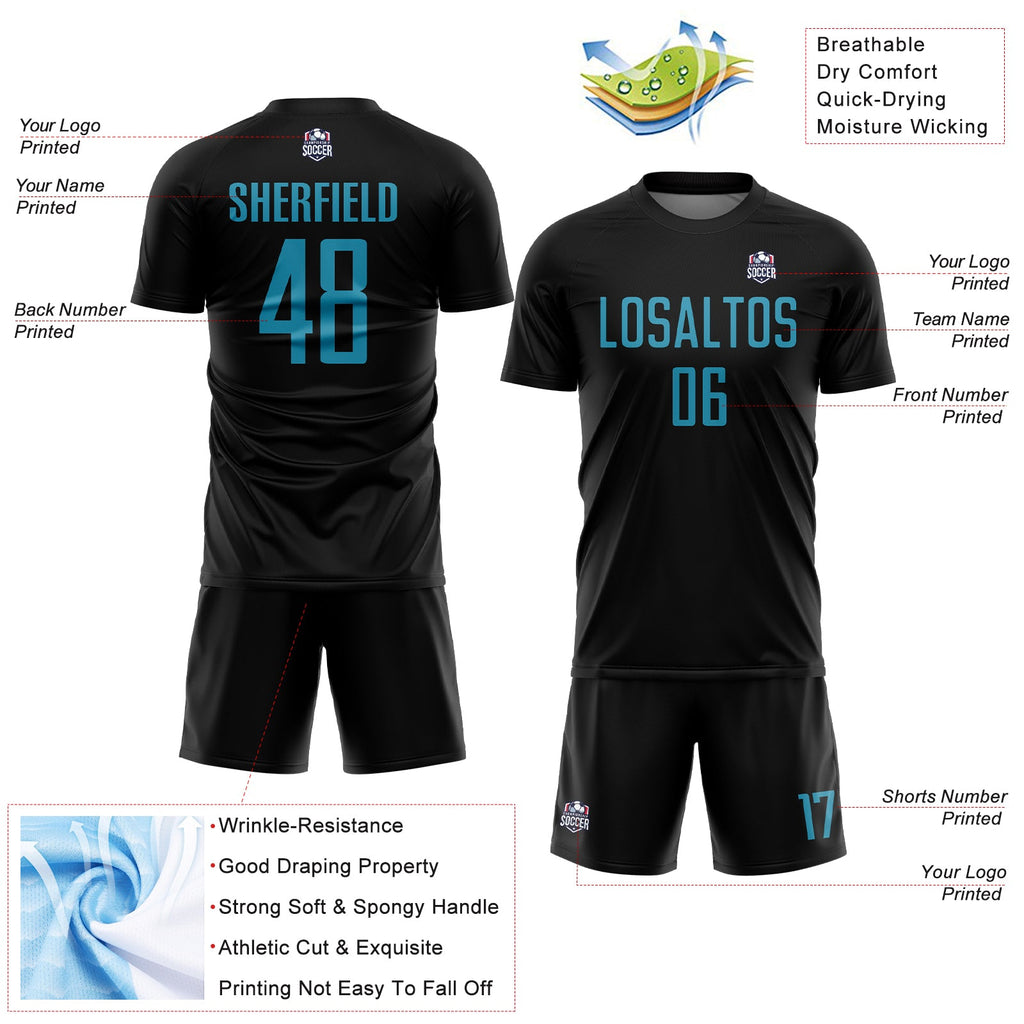Custom Black Panther Blue Sublimation Soccer Uniform Jersey