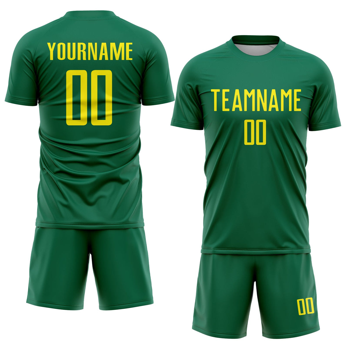 Custom Kelly Green Light Yellow Sublimation Soccer Uniform Jersey