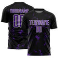 Custom Black Purple-White Abstract Liquid Sublimation Soccer Uniform Jersey
