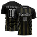 Custom Black Olive-White Geometric Shape Sublimation Soccer Uniform Jersey