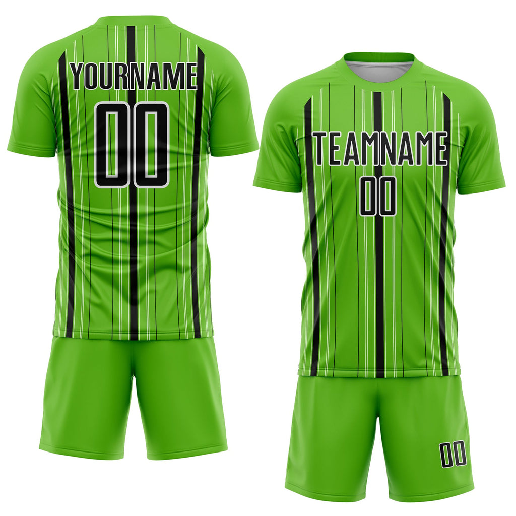 Custom Aurora Green Black-White Stripe Sublimation Soccer Uniform Jersey